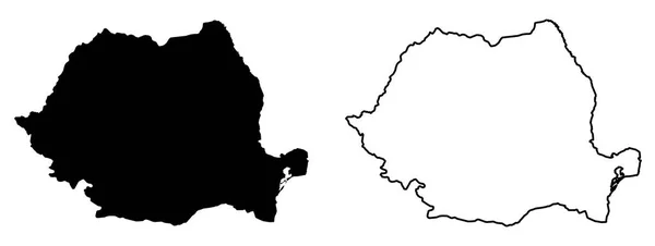 Simple (solo esquinas nítidas) mapa de Rumania dibujo vectorial. Merca — Vector de stock