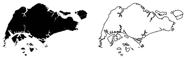 Mapa simple (solo esquinas nítidas) - República de Singapur vector d — Vector de stock