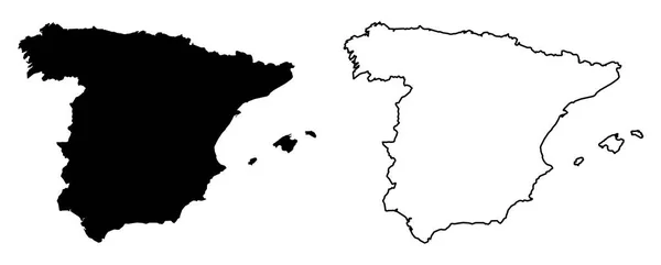 Simples (apenas cantos afiados) mapa de Espanha desenho vetorial. Mercato. —  Vetores de Stock