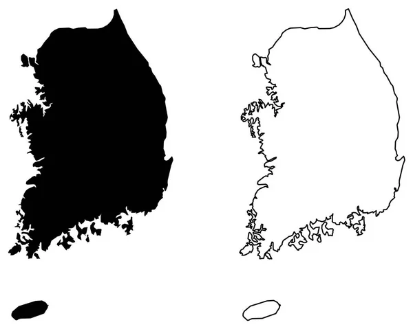 Peta sederhana (hanya sudut tajam) dari gambar vektor Korea Selatan. M - Stok Vektor