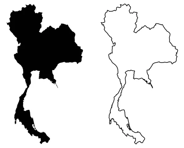 Basit (sadece keskin köşeler) Tayland vektör çizim haritası. Merc — Stok Vektör