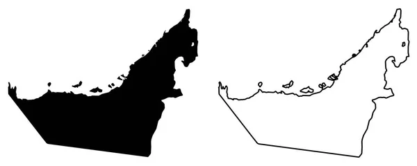 Jednoduché (pouze ostré rohy) mapa Spojených arabských emirátů (UAE) v — Stockový vektor