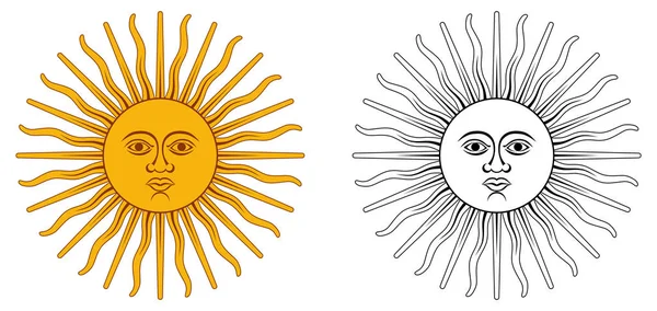 Mayıs Sun-Arjantin ve Uruguay Ulusal amblem. Sarı ci