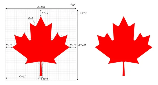 Kanadisches Ahornblatt, mit Bauplatte — Stockvektor