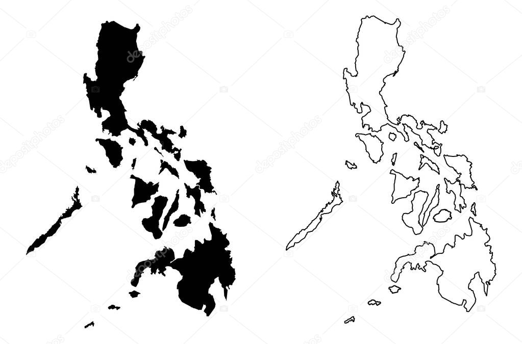 Simple (only sharp corners) map of Philippines vector drawing. M