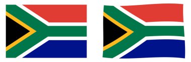 Biraz bükülmüş bayrak ile Güney Afrika anahat basitleştirilmiş harita 