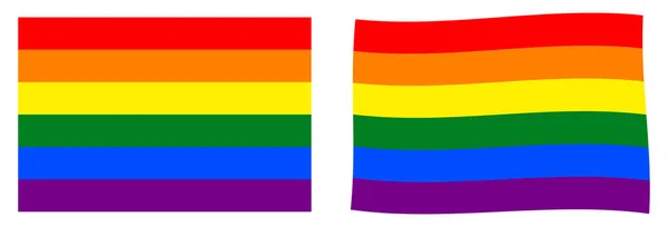 Bandera arco iris del movimiento LGBT. Versión simple y ligeramente ondulante . — Archivo Imágenes Vectoriales