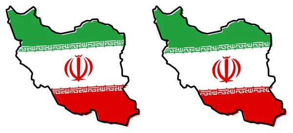 Mappa semplificata dell'Iran (Persia), con bandiera leggermente piegata — Vettoriale Stock
