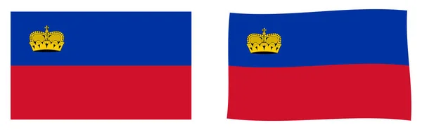Bandiera Principato del Liechtenstein. Semplice e leggermente ondulante v — Vettoriale Stock