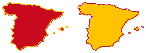 Vereenvoudigde kaart van Spanje overzicht. Vulling en lijn zijn nationale co — Stockvector
