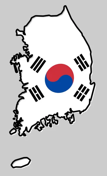 República da Coreia do Sul (ROK) esboço mapa simplificado, com sligh —  Vetores de Stock