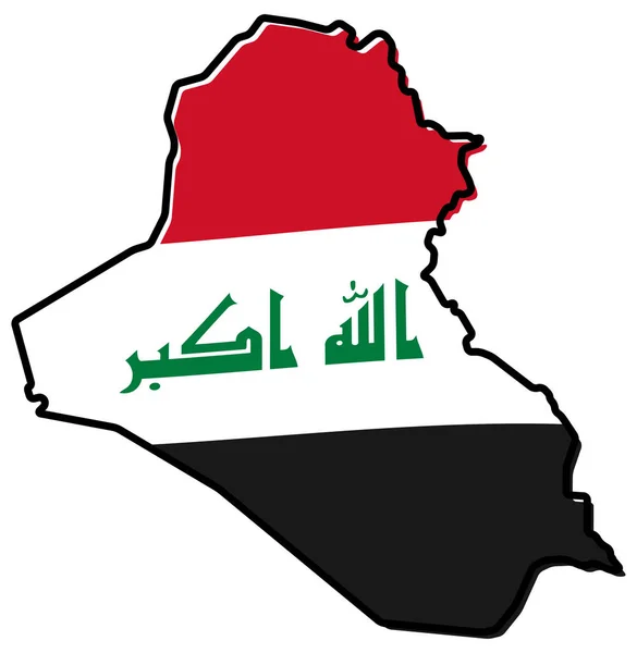 Mappa semplificata del profilo iracheno, con bandiera leggermente piegata sotto — Vettoriale Stock