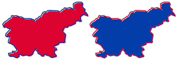 Mappa semplificata del profilo della Slovenia, con bandiera leggermente piegata — Vettoriale Stock