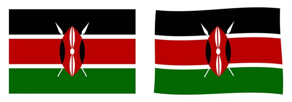 Bandiera della Repubblica del Kenya. Versione semplice e leggermente ondulata . — Vettoriale Stock