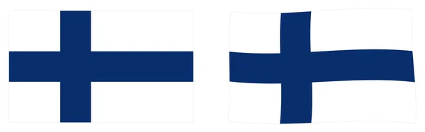 Σημαία της Δημοκρατίας της Φινλανδίας. Απλή και ελαφρώς κυματιστό έκδοση. — Διανυσματικό Αρχείο