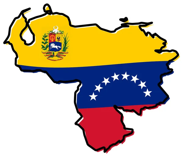 Mappa semplificata - Schema della Repubblica Bolivariana del Venezuela, con — Vettoriale Stock