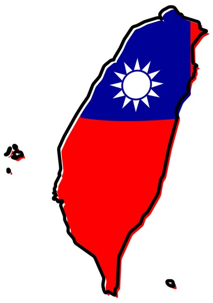 Vereenvoudigde kaart van Taiwan (China Region) omtrek, met iets b — Stockvector