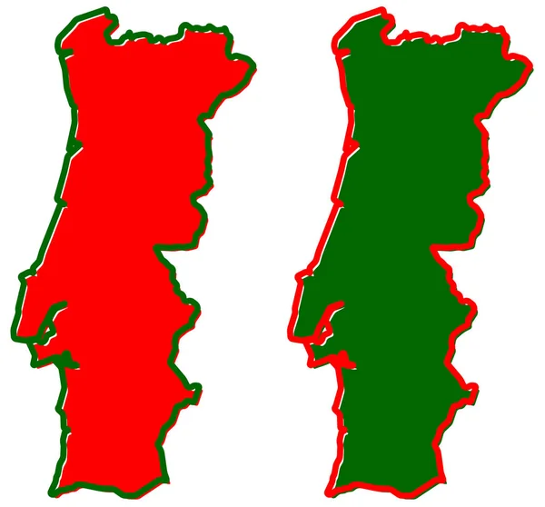 Carte simplifiée des contours du Portugal. Remplissage et AVC sont nationaux — Image vectorielle