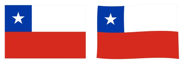 Bandera de República de Chile. Versión simple y ligeramente ondulante . — Vector de stock