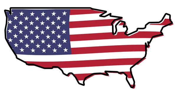 Simplified map - United States of America outline, with slightly — стоковый вектор