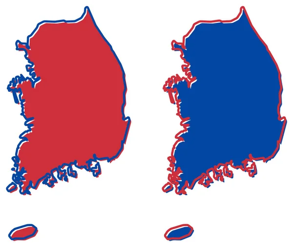 Republiek Zuid-Korea (rok) vereenvoudigde kaart omtrek. Vulling en s — Stockvector