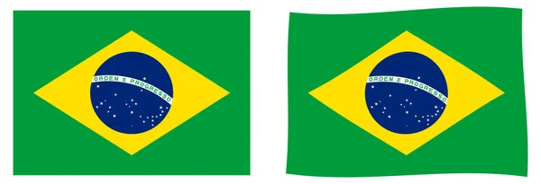 Bandera de Brasil. Versión simple y ligeramente ondulante . — Archivo Imágenes Vectoriales