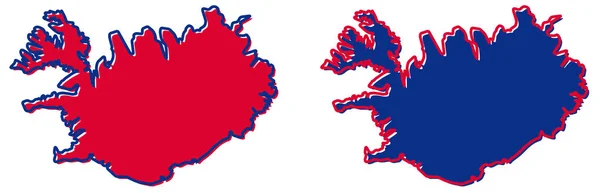 Carte simplifiée des contours de l'Islande. Remplissage et AVC sont nationaux — Image vectorielle