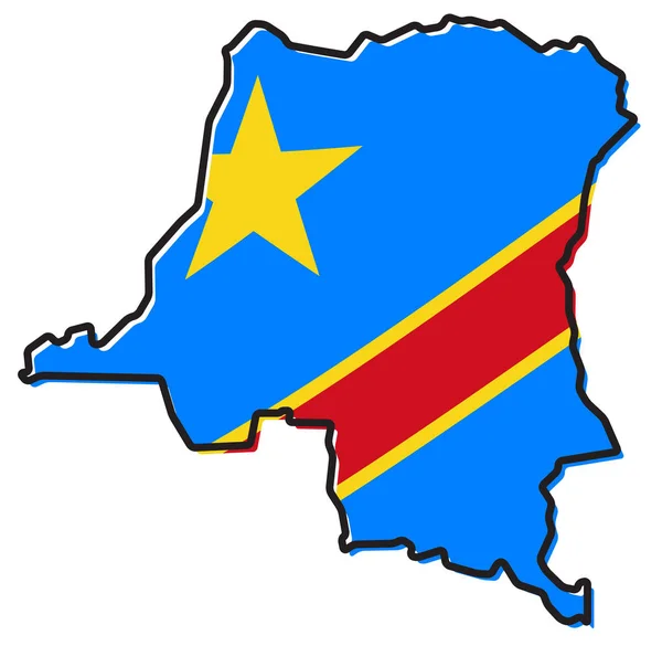 Mappa semplificata della Repubblica democratica del Congo, con — Vettoriale Stock