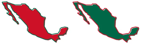 Mappa semplificata del profilo del Messico. Riempimento e ictus sono nazionali c — Vettoriale Stock