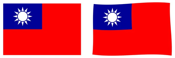 Bandiera Taiwan (Repubblica di Cina). vers semplice e leggermente ondulante — Vettoriale Stock