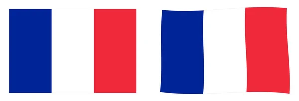 Frankreich-Flagge. einfache und leicht winkende Version. — Stockvektor