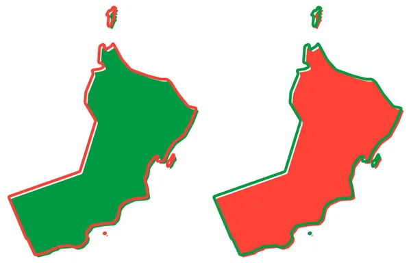 Förenklad karta över Oman Outline. Fyllning och stroke är National Col — Stock vektor