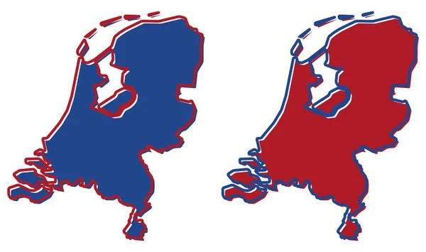 Mapa simplificado dos Países Baixos. Preenchimento e acidente vascular cerebral são natio —  Vetores de Stock