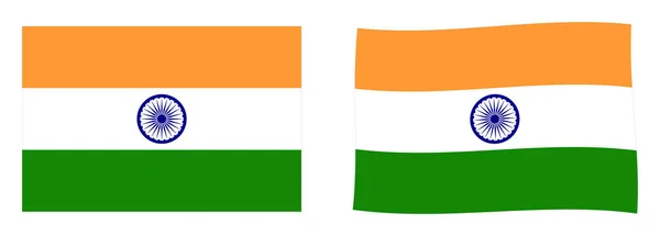 Bandiera dell'India. Versione semplice e leggermente ondulata . — Vettoriale Stock