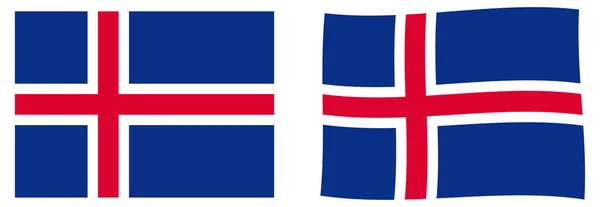 Bandera de Islandia. Versión simple y ligeramente ondulante . — Vector de stock