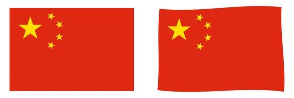 Drapeau de Chine. Version simple et légèrement ondulée . — Image vectorielle