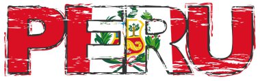 Altında Peru bayrağı olan Peru 'dan bir söz, sıkıntılı grung.