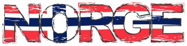 Kelime Norge (Norveç 'in Norveççe çevirisi) ulusal bayrak ile 