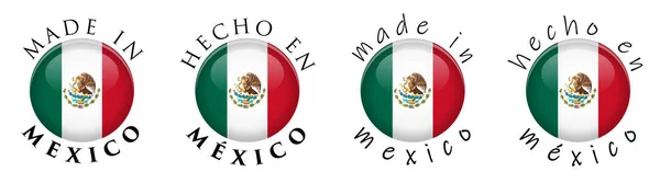 Απλή Made in Mexico / ισπανική μετάφραση 3d κουμπί υπογράψει. Κείμενο — Διανυσματικό Αρχείο