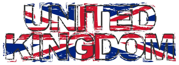 Text Vereinigtes Königreich mit britischer Union Jack Flagge darunter, Lkr — Stockvektor