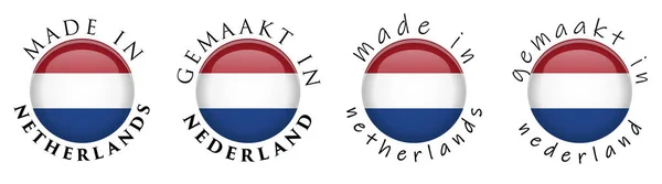 네덜란드 Nederland Dutch Translation Button Sign 만들어 네덜란드 Gemaakt 텍스트 — 스톡 벡터