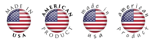 Кнопка Simply Made in USA / American product 3D. Фабрегас — стоковый вектор