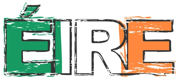 Word Eire (ιρλανδική μετάφραση της Ιρλανδίας) με εθνική σημαία — Διανυσματικό Αρχείο