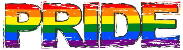 Palabra Orgullo con bandera del arco iris (símbolo de LBGT) debajo de ella, angustia — Archivo Imágenes Vectoriales