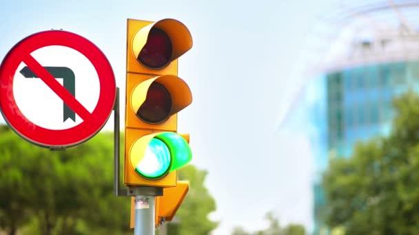 Traffic Light Green Red Barcelona — Stock Video