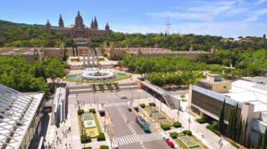 Sihirli çeşmesi, Montjuic Kalesi, gündüz, Barcelona, İspanya