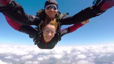 Tandem skydiving, havada, paraşüt açma kadar yeniden gruplama