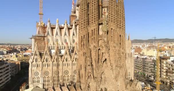 Sagrada Familia Simgesel Yapı Barselona Spanya Havadan Görünümü — Stok video