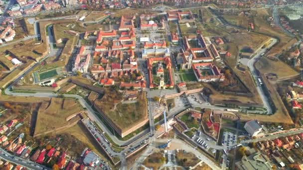 Aerial View Alba Carolina Medieval Fortress Alba Iulia City Transylvania — 图库视频影像