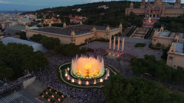 Magic Fountain Gece Barselona Spanya — Stok video